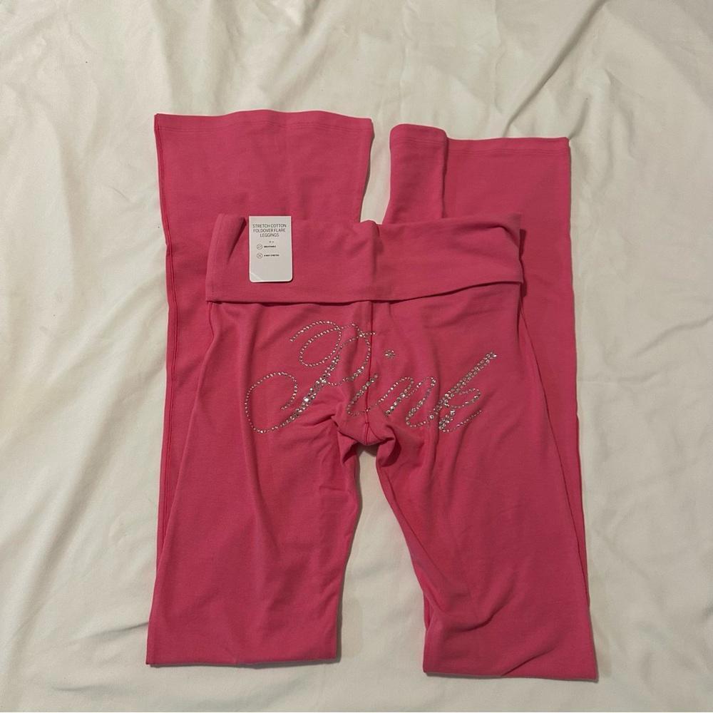 Y2K Victoria’s Secret PINK Bling Cotton Foldover Flare Leggings